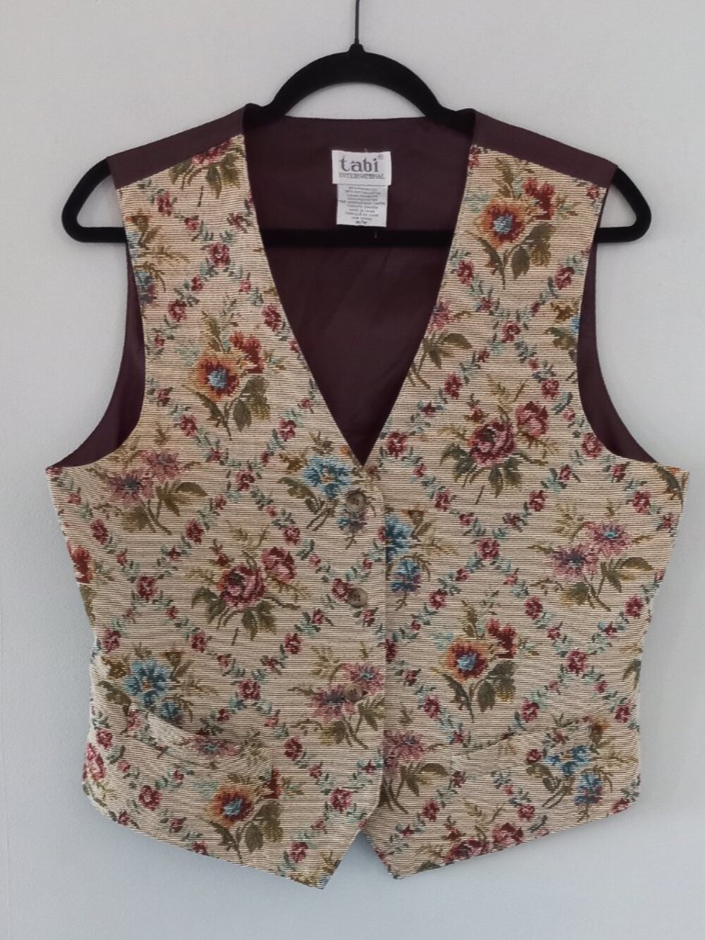 VINTAGE TABI INTERNATIONAL floral tapestry vest